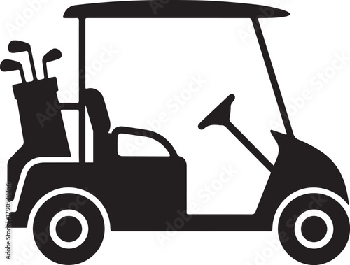 black golf cart with clubs clip art preview
