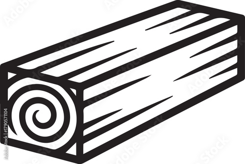 Striking timber log illustration for construction, woodworking, or rustic design projects, conveying strength, nature, and dependable resourcefulness
