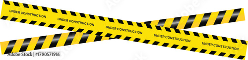 Yellow Black Stripes Line Tape and Caution Barrier Icon set. Warning Ribbon and Critical Safety Alert Symbols. Construction Tape and Danger Zone sign. Hazard Sign and Industrial Warning Border Icon
