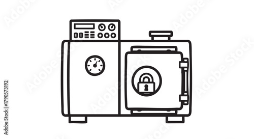 Autoclave sterilization equipment outline icon vector
