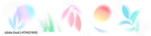 Gradation blurry leaf shape isolated. Pastel abstract nature shape, color shadow, gobo for gradient abstract season design. Vector mesh illustration