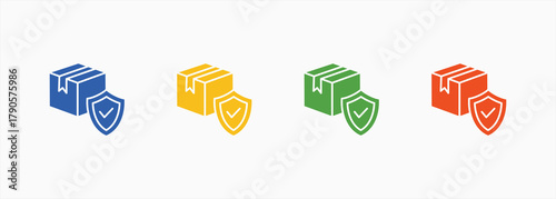 Parcel Insurance Icon Set Color Multiple Style Collection