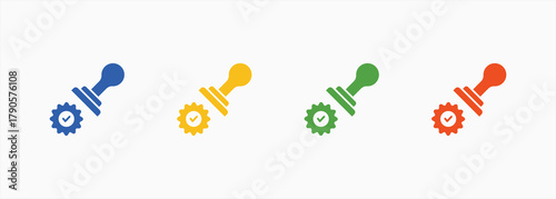 Stamp Icon Set Color Multiple Style Collection