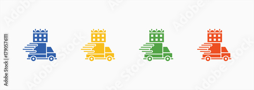Delivery Scheduled Icon Set Color Multiple Style Collection