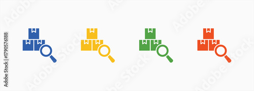Parcel Inspection Icon Set Color Multiple Style Collection