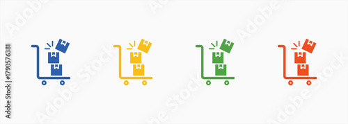 Overflow Shipment Icon Set Color Multiple Style Collection