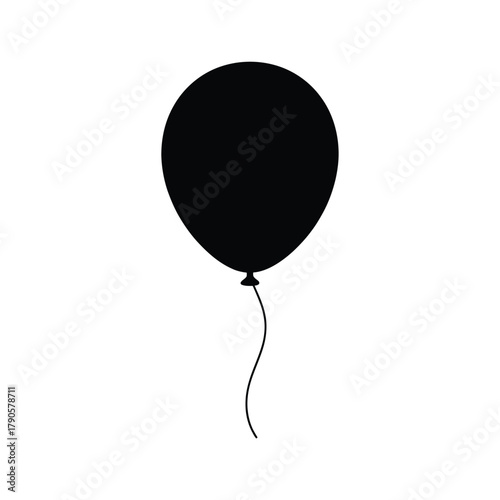 Simple black balloon silhouette on white background
