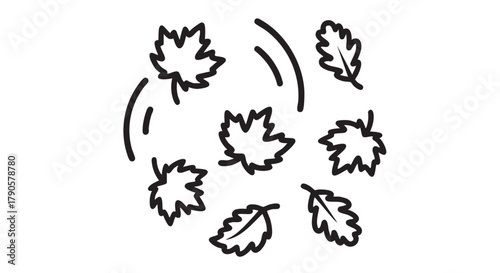 Autumn leaves falling outline icon vector
