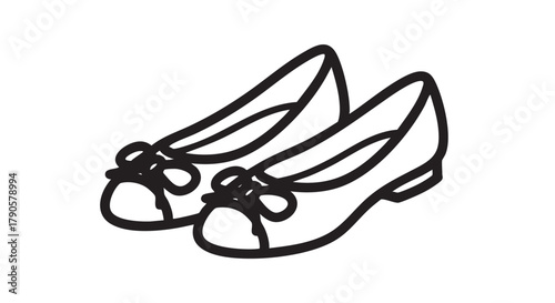 Ballet flats outline icon vector

