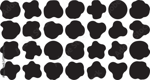 Black amoeba shapes on white background abstract blob