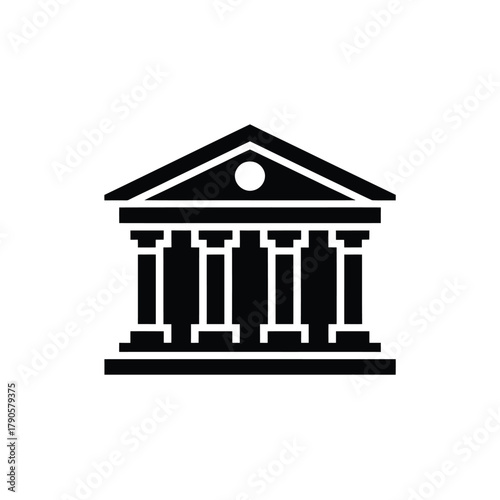 Classic greek temple building icon silhouette