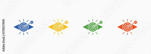 Vision And Mission Icon Set Color Multiple Style Collection