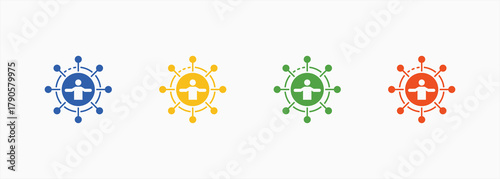 Networking Skill Icon Set Color Multiple Style Collection