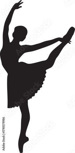 Elegant Ballerina Silhouette A Graceful Dance Form Depicted in Black – Artistic Expression of Movement and Beauty