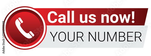 Call Us Now Button Icon – Vector Phone Contact Label for Website Header, Hotline, and Customer Support