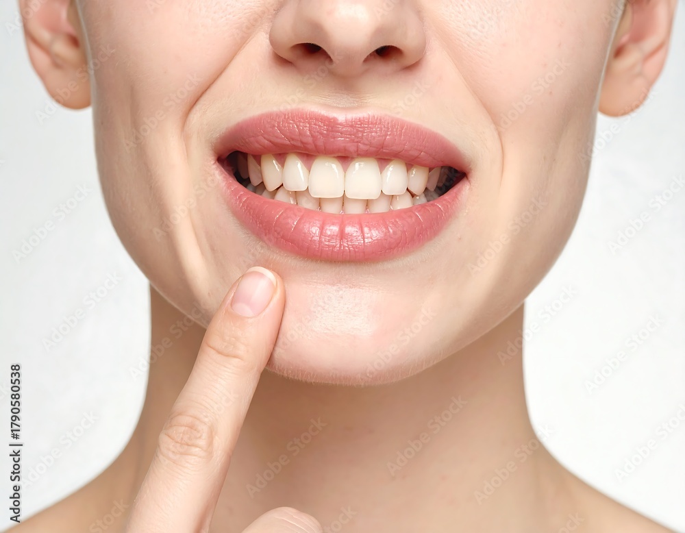 Obraz premium Woman Smiling Showing Healthy Teeth.