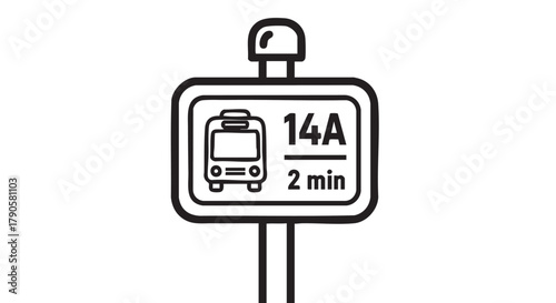 1. Digital bus stop display outline icon vector
