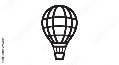 8) Hot air balloon floating outline icon vector
