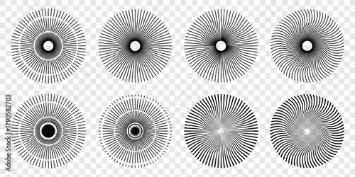 A collection of three minimalist sunburst illustrations in a vintage, bohemian style. Collection of sunburst and sunrise icons in various styles and patterns. Bursting sun rays. Fireworks. Eps 10. 