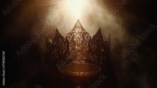 Ornate Gold Crown Illuminated in Dramatic Light