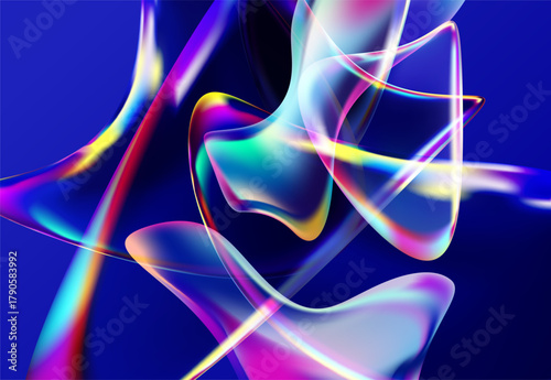 Abstract background of wavy and liquid lines. Colorful glass wallpaper.