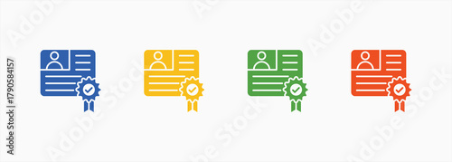 Qualification Icon Set Color Multiple Style Collection