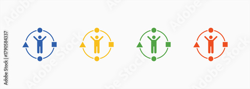 People Skill Icon Set Color Multiple Style Collection
