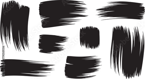 Black brush stroke graphic elements on white background