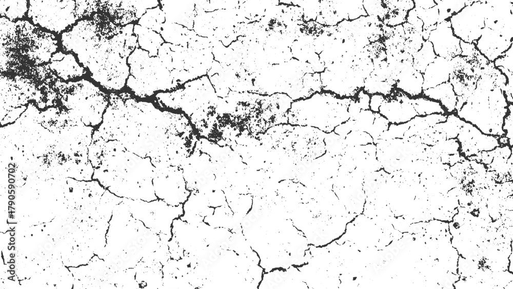 Obraz premium Black cracked texture on white background abstract pattern broken chalk