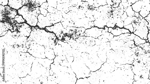 Black cracked texture on white background abstract pattern broken chalk
