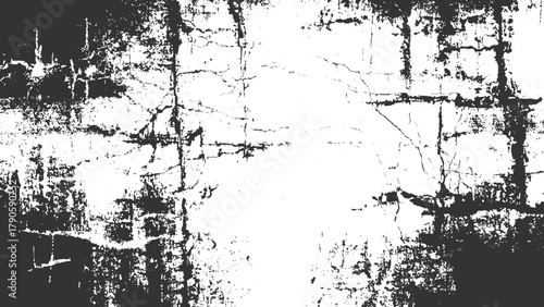 Black and white textured background with cracks and grunge elements vector