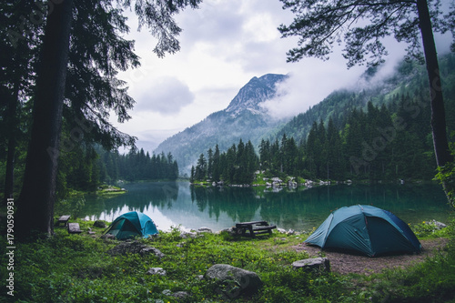 camping in the mountains
