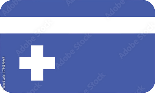 Blue health insurance card with white plus symbol