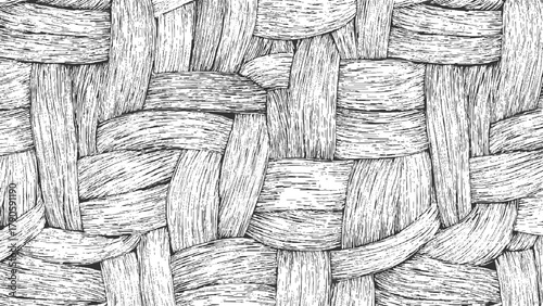 Black and white woven texture pattern with detailed lines and shadows weave background