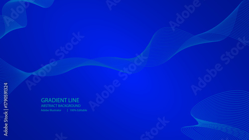 Blue Gradient Wave Lines | Abstract Editable Vector Background (Adobe Illustrator .AI)