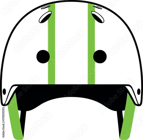 Green stripe skateboard helmet safety gear icon