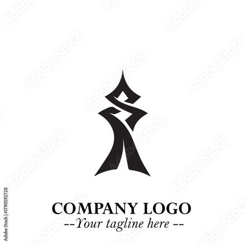 Tower Logo Symbol in Black on the White Background with Simple Modern Architecture Design