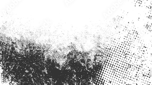 Black and white halftone dot pattern texture background with abstract organic shapes vector