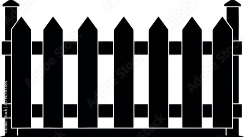 Black picket fence silhouette icon