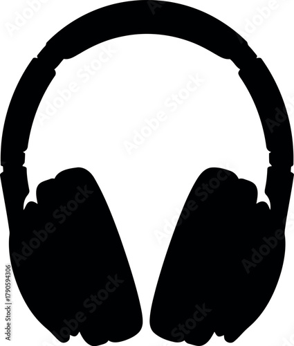 Black silhouette headphones icon