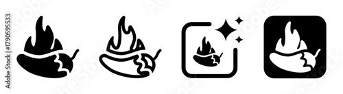 Spicy chili icon vector illustration in black transparent style representing hot food logo and restaurant spice concept for culinary travel PNG artwork