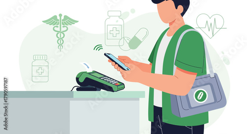 Contactless payment using smartphone for healthcare services and medical purchases