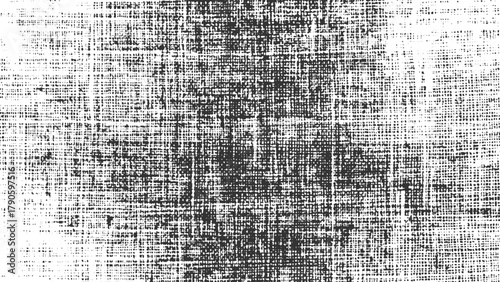 Black and white textured fabric weave pattern with irregular grid and dots vector