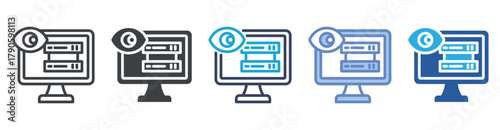 Monitoring Screen icon set multiple style collection
