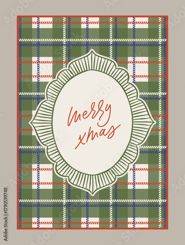 Holiday greeting card with whimsical illustration. Art for poster design or postcards.	