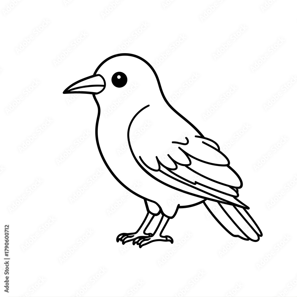 Obraz premium Elegant line art drawing of a single bird perched, showcasing its delicate form and natural posture, perfect for design projects seeking simplicity and grace.