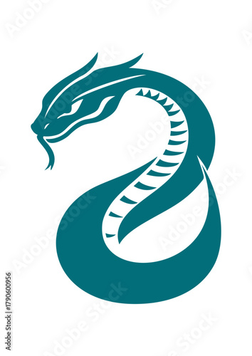 Stylized dragon illustrated in teal, representing strength and power  
