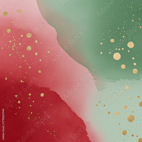 Abstract Christmas watercolor texture with metallic details