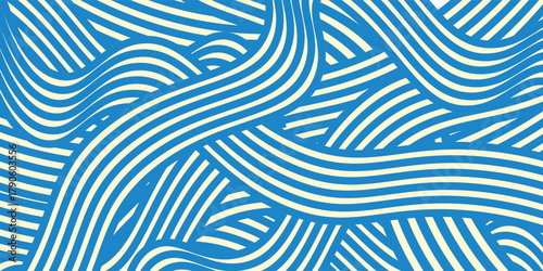 Noodle Ramen Pattern background. Pasta food texture spaghetti geometric. Abstarct ramen ornament. Flat vector illustartion. Wave texture background