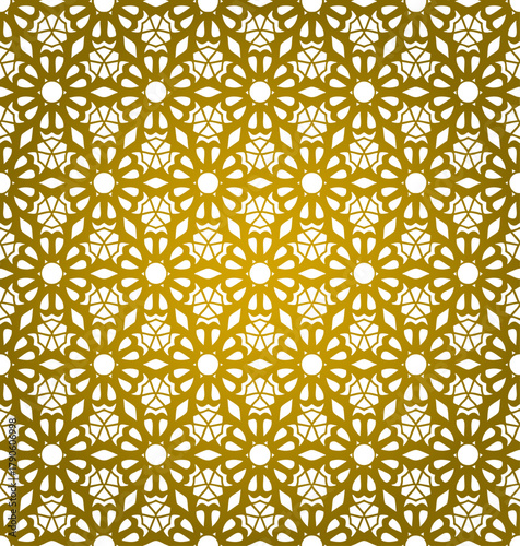 Motif Ornement décoratif abstrait Moucharabieh Réseau de Lignes Or Doré et de style oriental Vecteur